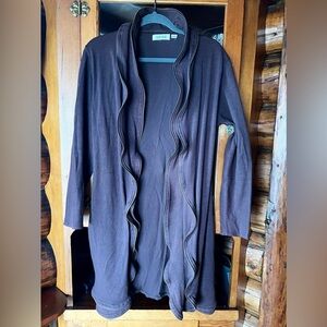 Women’s Adore Sweater Jacket Zipper Designed Ruffles Brown Size S